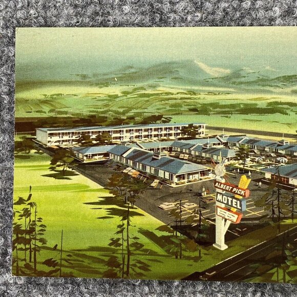 Vtg Chattanooga Tennessee‎ Postcard Albert Pick Motel TN Unposted Ariel View 60s - Picture 2 of 8